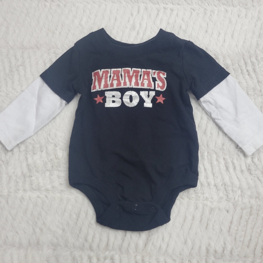 3/$12 "Mama's Boy" 3 month long sleeve onesie